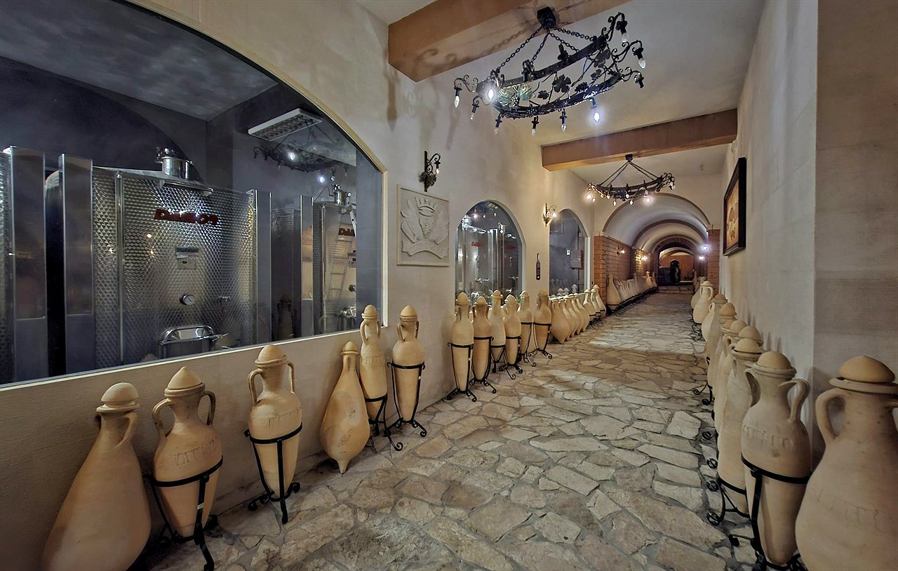 Wine cellar with amphorae and fermentation tanks on the Pelješac peninsula near Dubrovnik